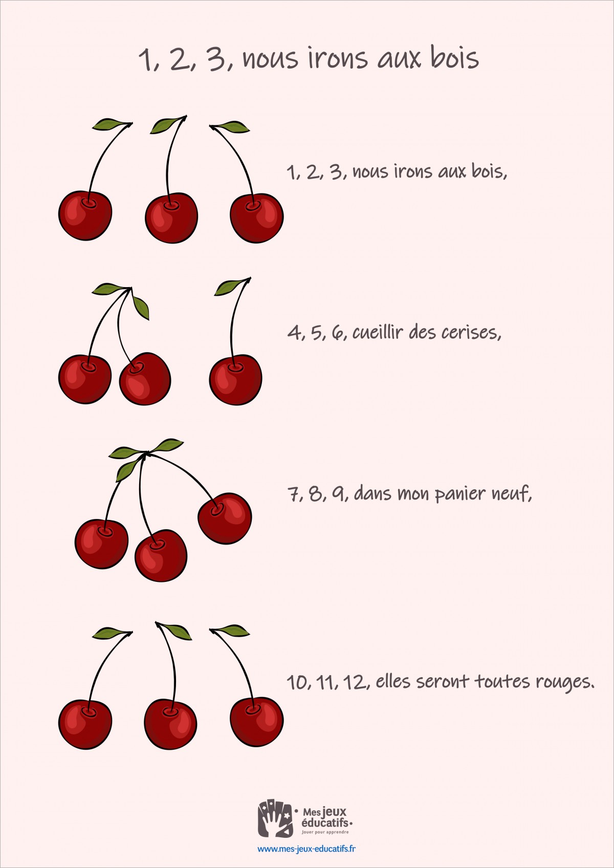 Comptine pour compter 1, 2, 3, nous irons aux bois > Mes Jeux Educatifs