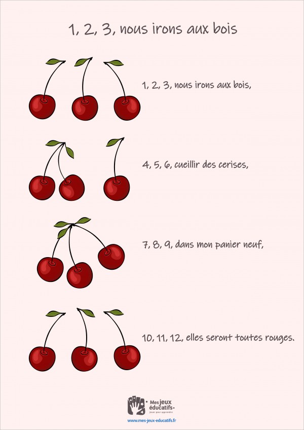 Comptine enfant '1, 2, 3, nous irons aux bois' - paroles