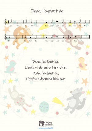 Comptine, berceuse \'Dodo, l\'enfant do\' - paroles, partition