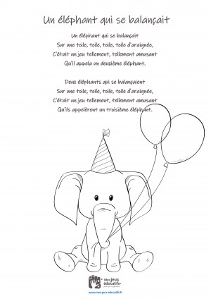 Comptine enfant 'Un éléphant qui se balançait' - coloriage