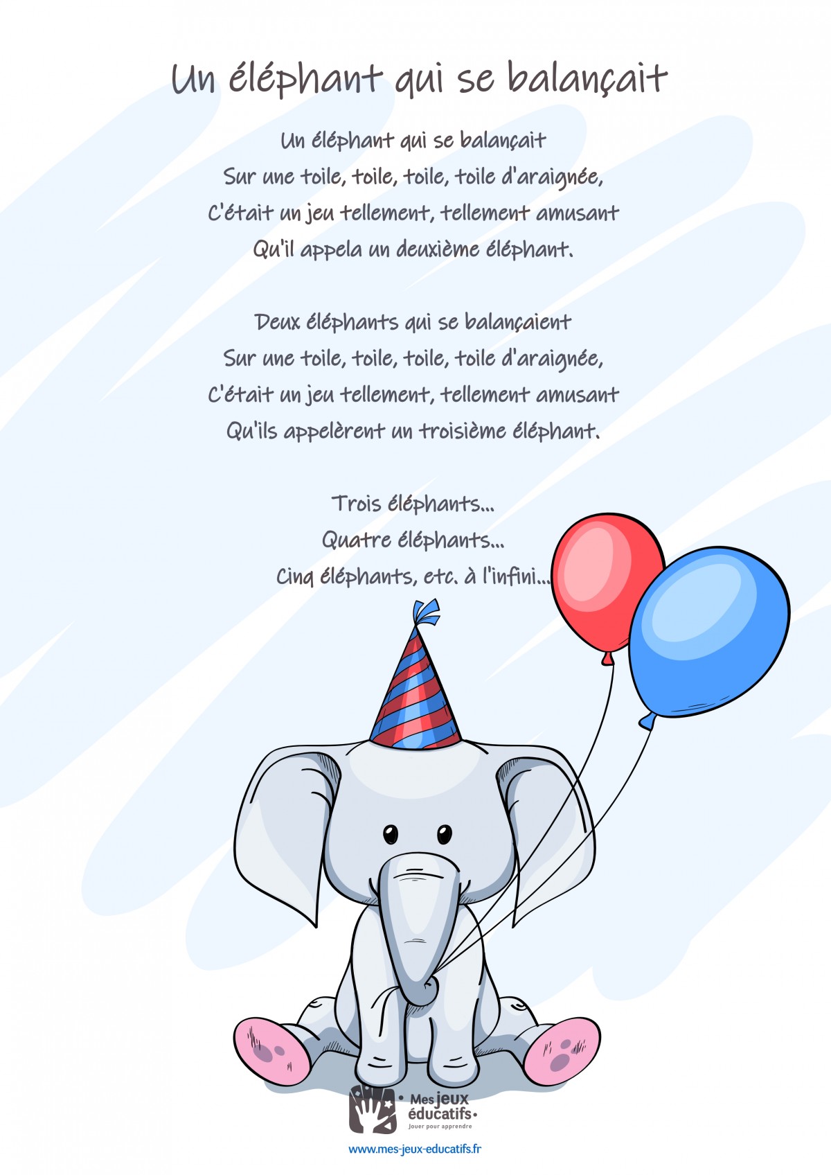 Un éléphant qui se balançait - paroles de la comptine > Mes Jeux Educatifs