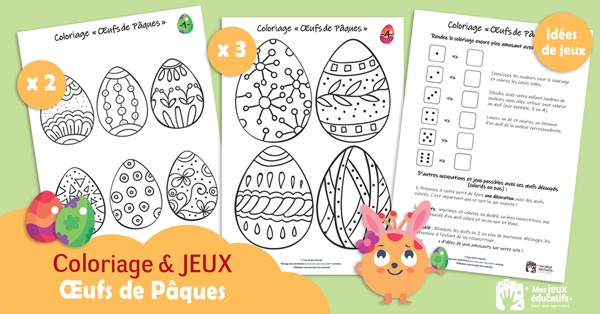 Coloriage Oeufs de Pâques et jeux de logique et de mémoire