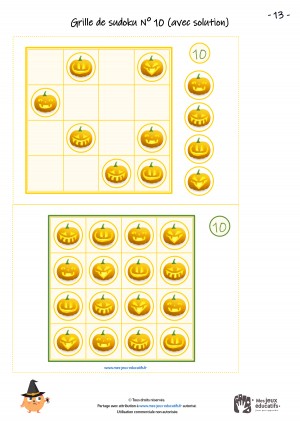grille difficile pour le jeu de sudoku d'halloween
