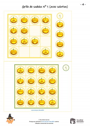 grille facile pour le jeu de sudoku d'halloween